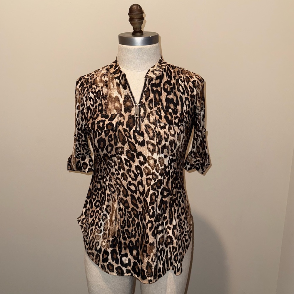 Leopard Zipper Blouse
